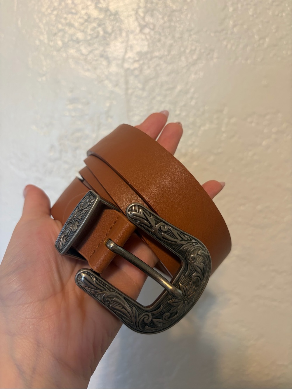 Brown Leather Belt with Buckle
